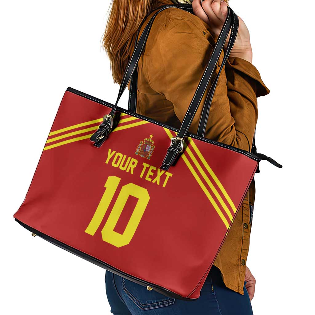 Custom Spain Football 2024 Road To The Champion Leather Tote Bag Vamos a Espana LT03