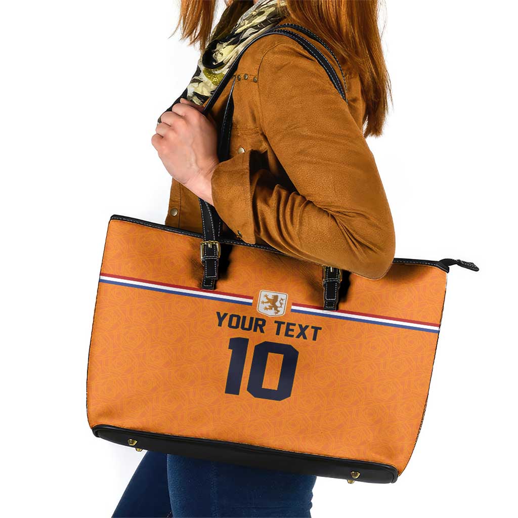 Custom Netherlands Football 2024 Road To The Champion Leather Tote Bag Oranje Holland Clockwork Orange The Flying Home Color LT03