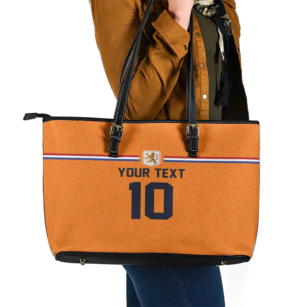 Custom Netherlands Football 2024 Road To The Champion Leather Tote Bag Oranje Holland Clockwork Orange The Flying Home Color LT03