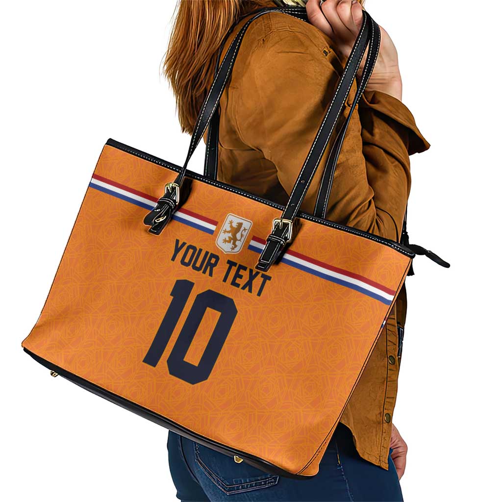 Custom Netherlands Football 2024 Road To The Champion Leather Tote Bag Oranje Holland Clockwork Orange The Flying Home Color LT03