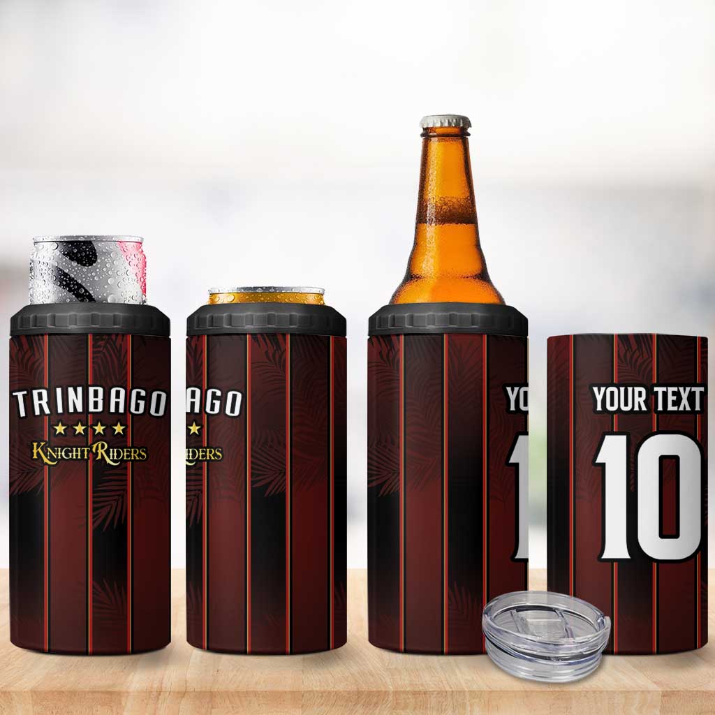 Custom Afro-Trinbago Cricket Knight Riders 4 in 1 Can Cooler Tumbler Palm Leaves Stripes Style LT03