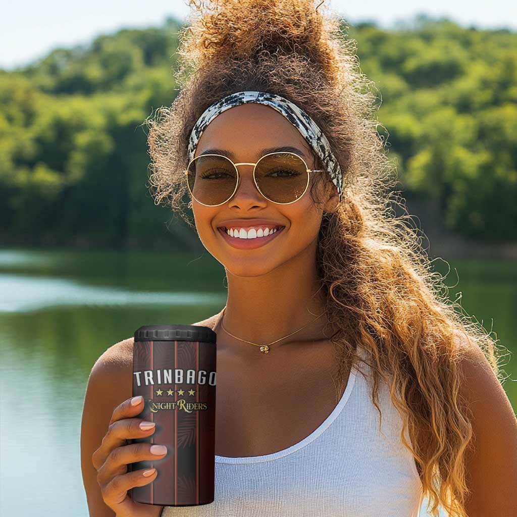 Custom Afro-Trinbago Cricket Knight Riders 4 in 1 Can Cooler Tumbler Palm Leaves Stripes Style LT03