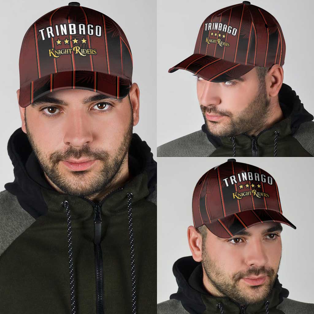 Trinbago Cricket Knight Riders Classic Cap Palm Leaves with Vertical Stripes Sporty Style LT03