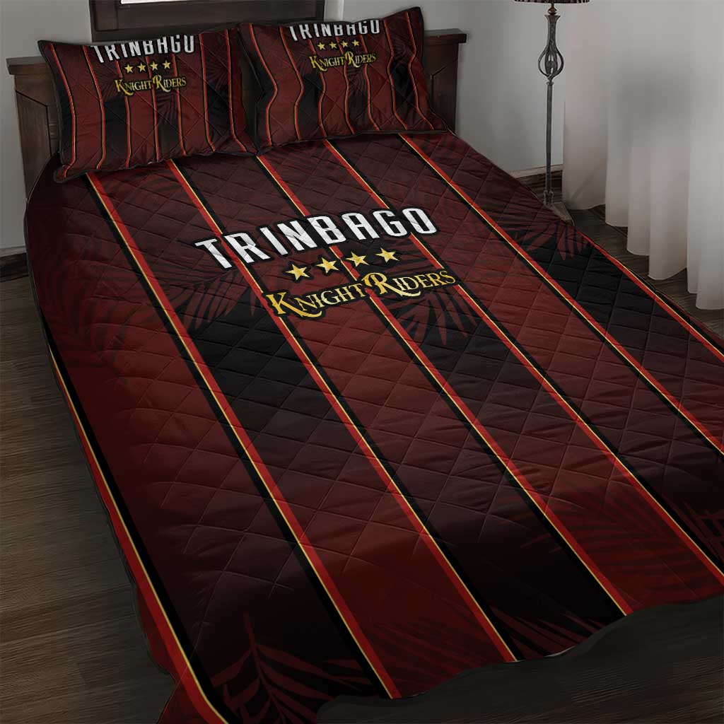 Afro-Trinbago Cricket Knight Riders Quilt Bed Set Palm Leaves Stripes Style LT03