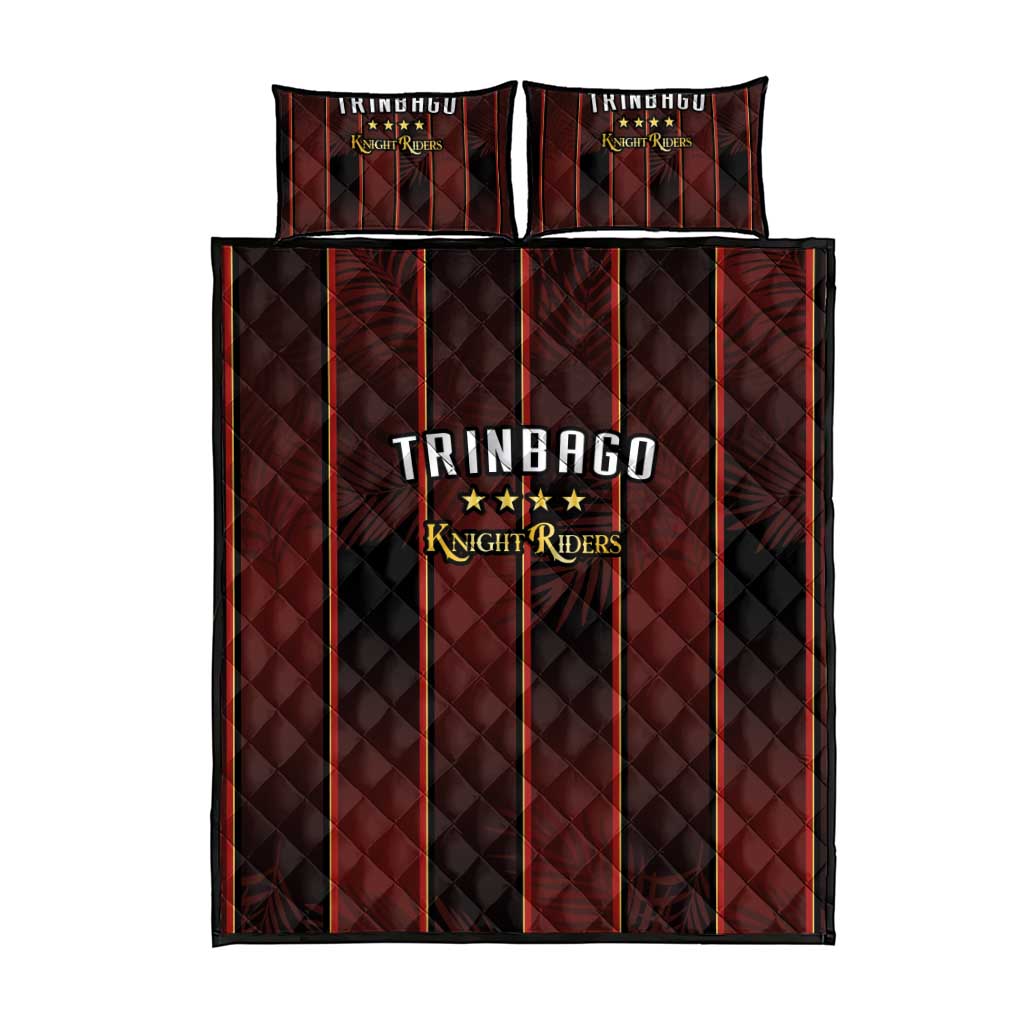 Afro-Trinbago Cricket Knight Riders Quilt Bed Set Palm Leaves Stripes Style LT03