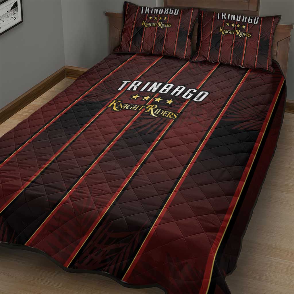 Afro-Trinbago Cricket Knight Riders Quilt Bed Set Palm Leaves Stripes Style LT03