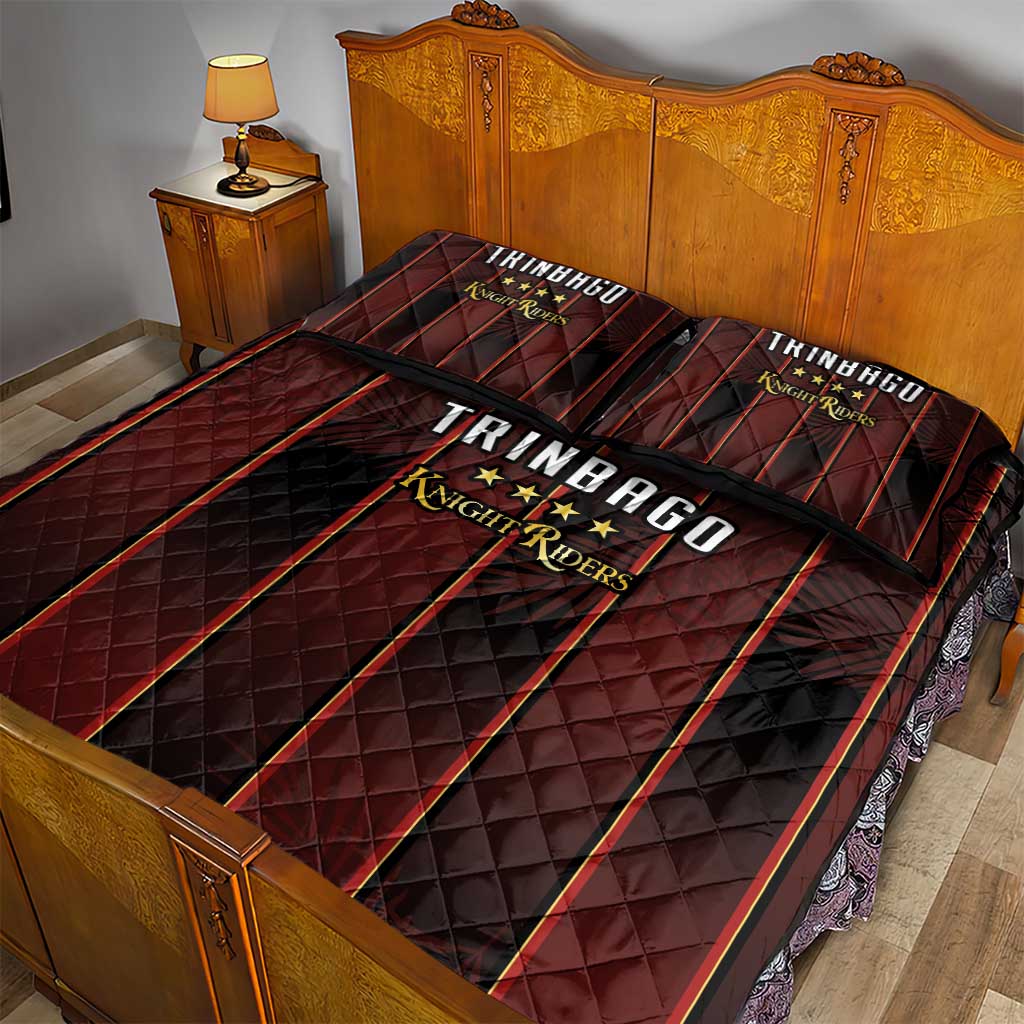 Afro-Trinbago Cricket Knight Riders Quilt Bed Set Palm Leaves Stripes Style LT03