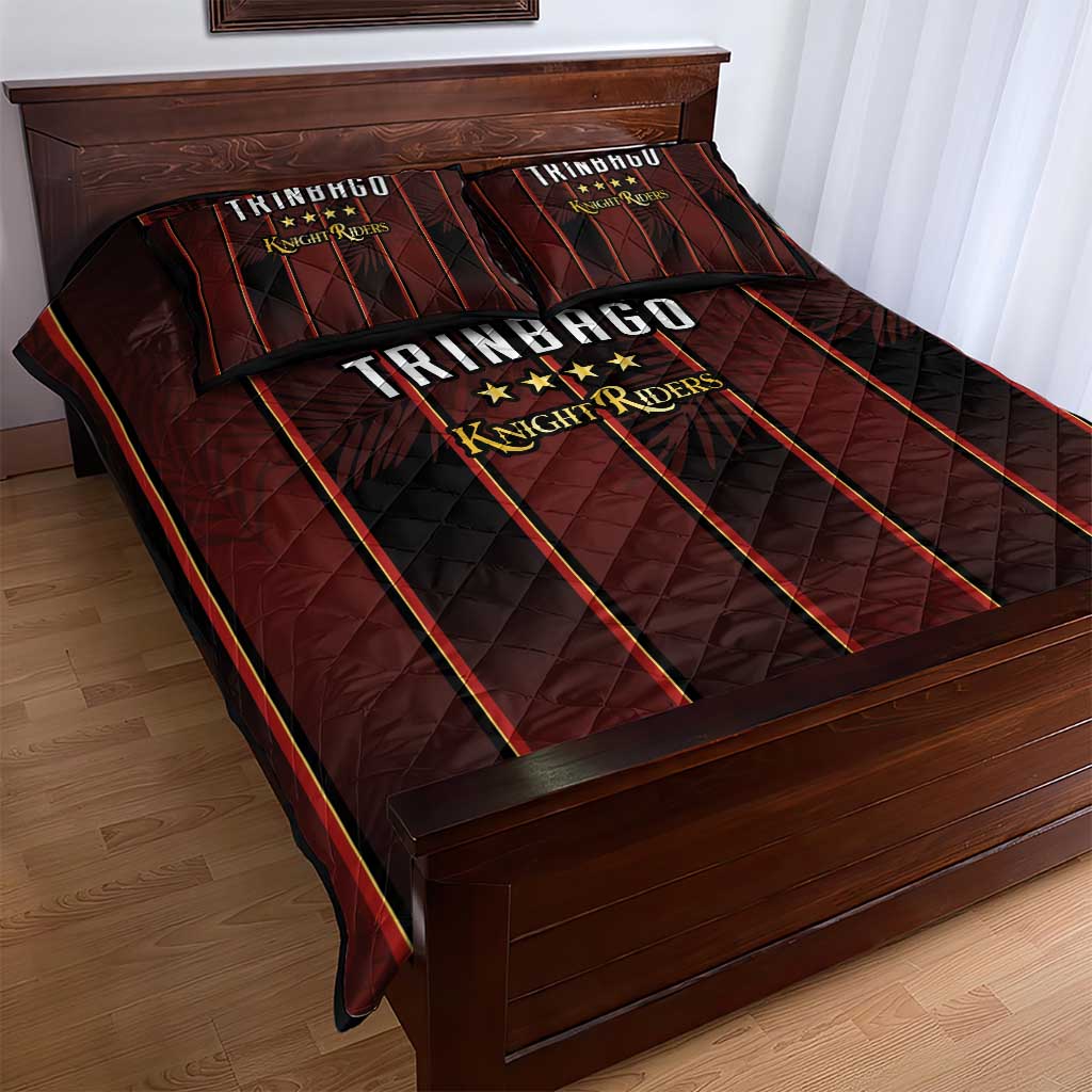 Afro-Trinbago Cricket Knight Riders Quilt Bed Set Palm Leaves Stripes Style LT03