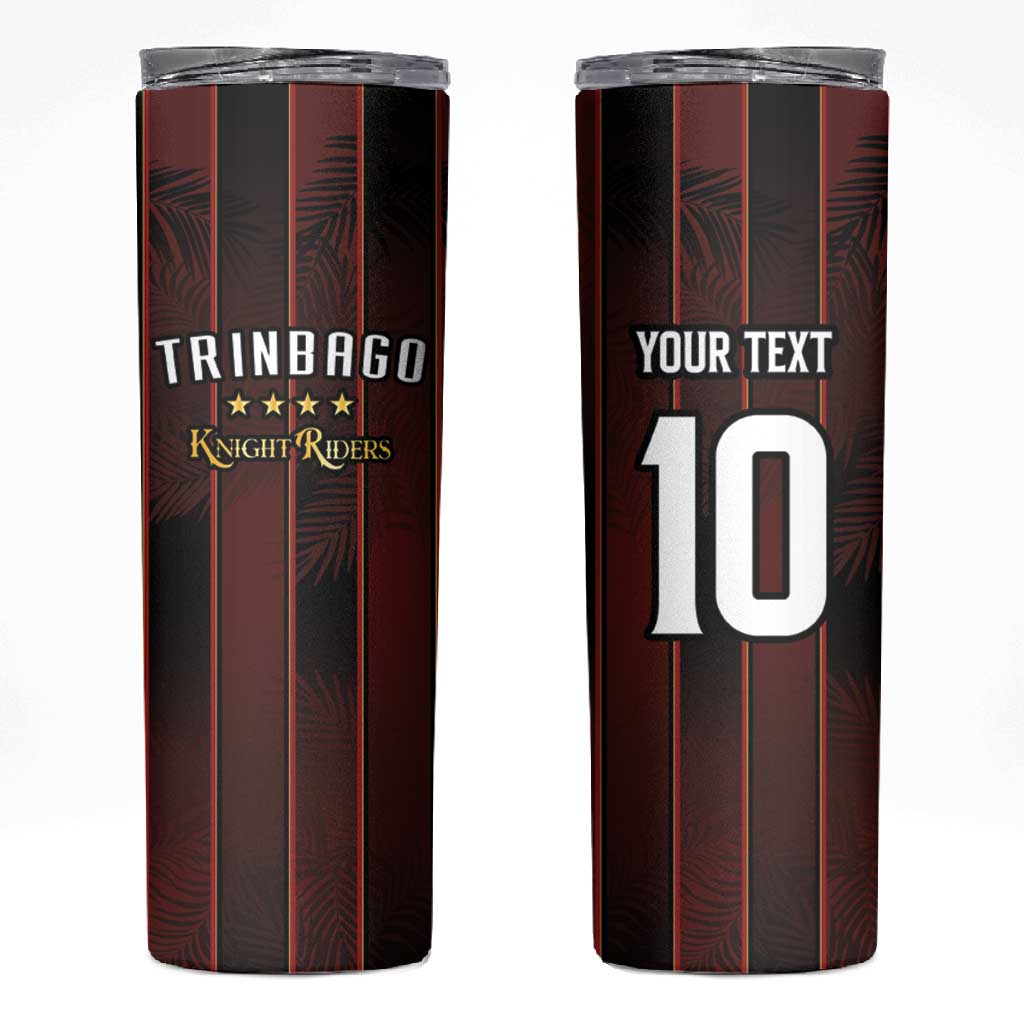 Custom Afro-Trinbago Cricket Knight Riders Skinny Tumbler Palm Leaves Stripes Style LT03