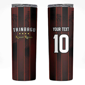 Custom Afro-Trinbago Cricket Knight Riders Skinny Tumbler Palm Leaves Stripes Style LT03