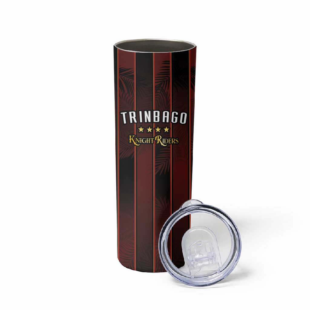 Custom Afro-Trinbago Cricket Knight Riders Skinny Tumbler Palm Leaves Stripes Style LT03