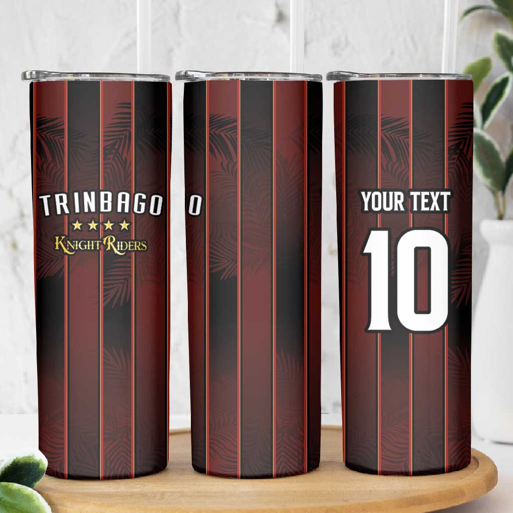 Custom Afro-Trinbago Cricket Knight Riders Skinny Tumbler Palm Leaves Stripes Style LT03
