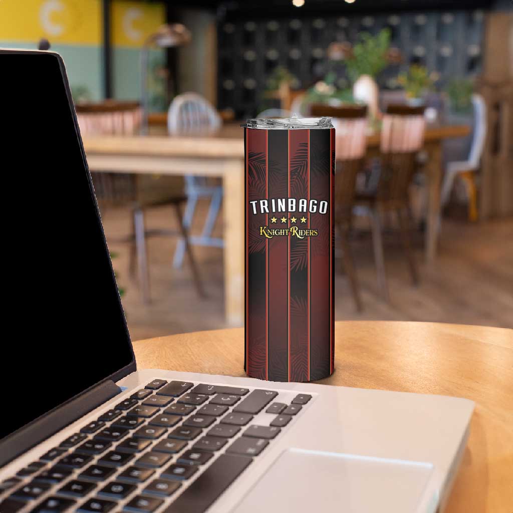 Custom Afro-Trinbago Cricket Knight Riders Skinny Tumbler Palm Leaves Stripes Style LT03