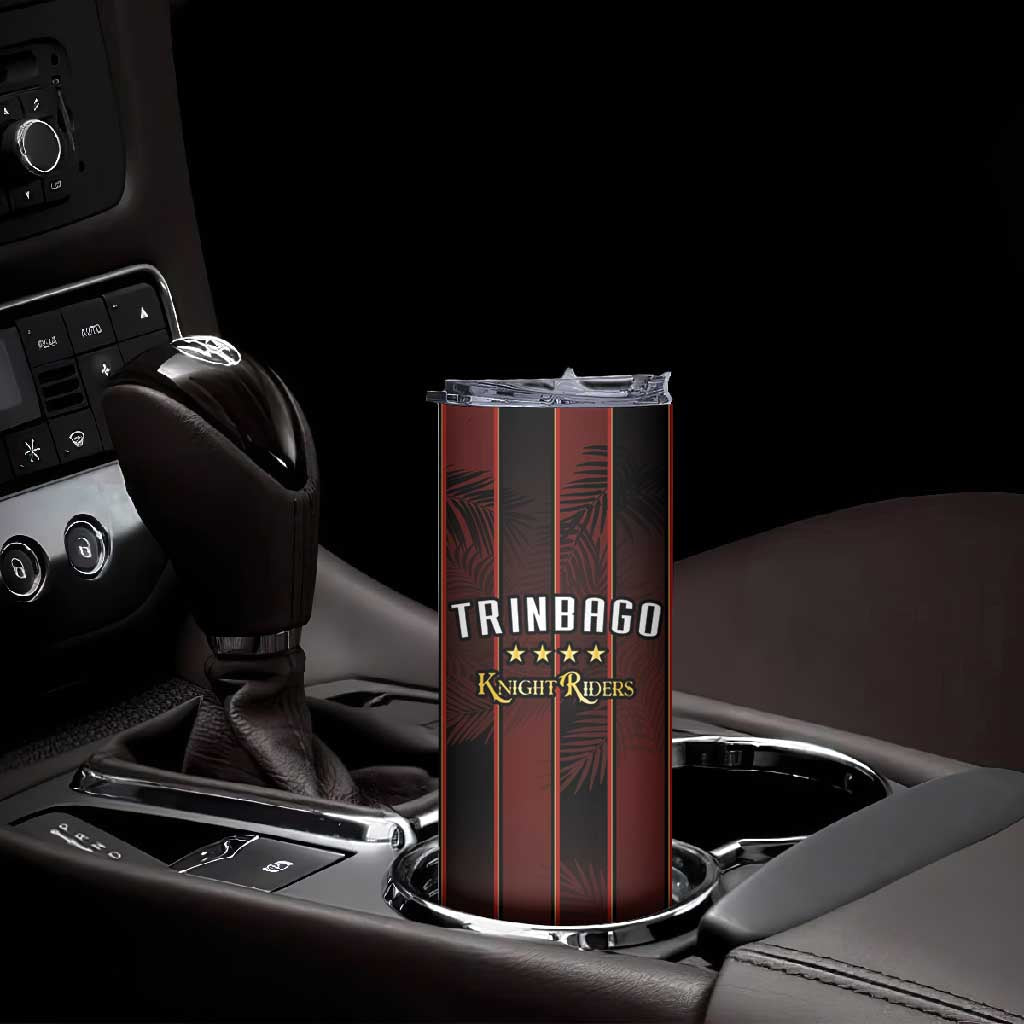 Custom Afro-Trinbago Cricket Knight Riders Skinny Tumbler Palm Leaves Stripes Style LT03