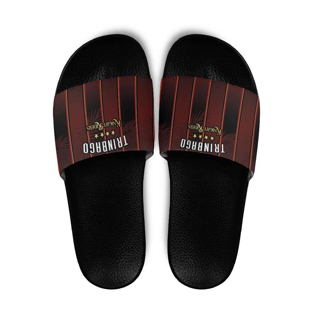 Trinbago Cricket Knight Riders Slide Sandals Palm Leaves with Vertical Stripes Sporty Style LT03