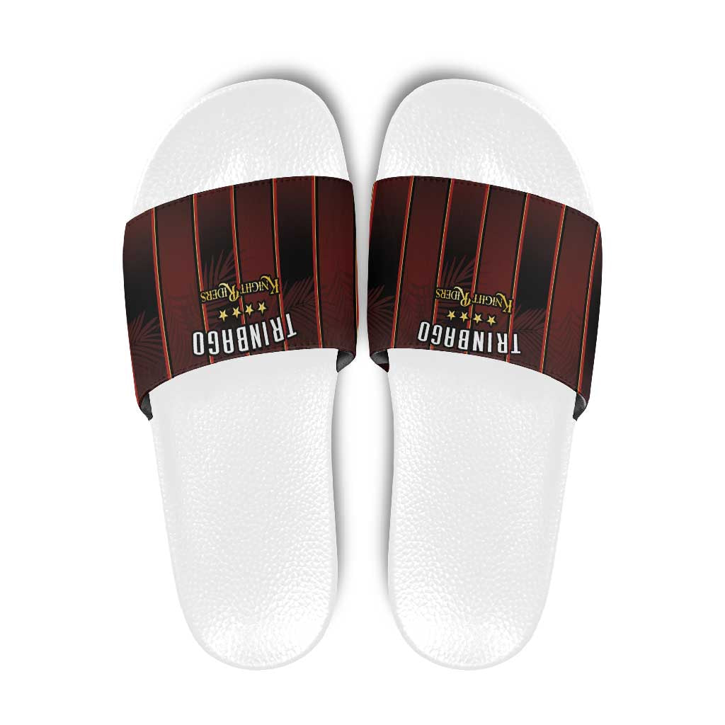 Trinbago Cricket Knight Riders Slide Sandals Palm Leaves with Vertical Stripes Sporty Style LT03
