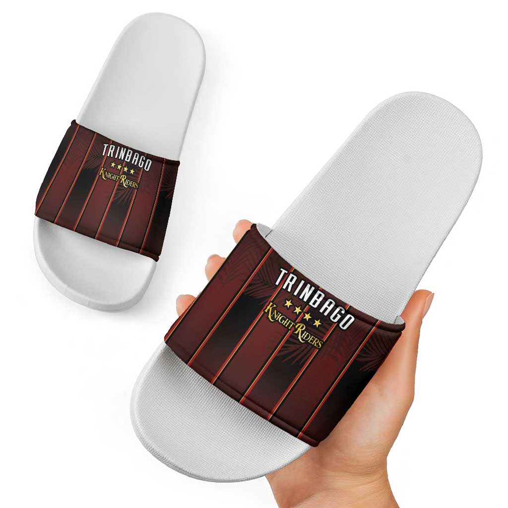 Trinbago Cricket Knight Riders Slide Sandals Palm Leaves with Vertical Stripes Sporty Style LT03