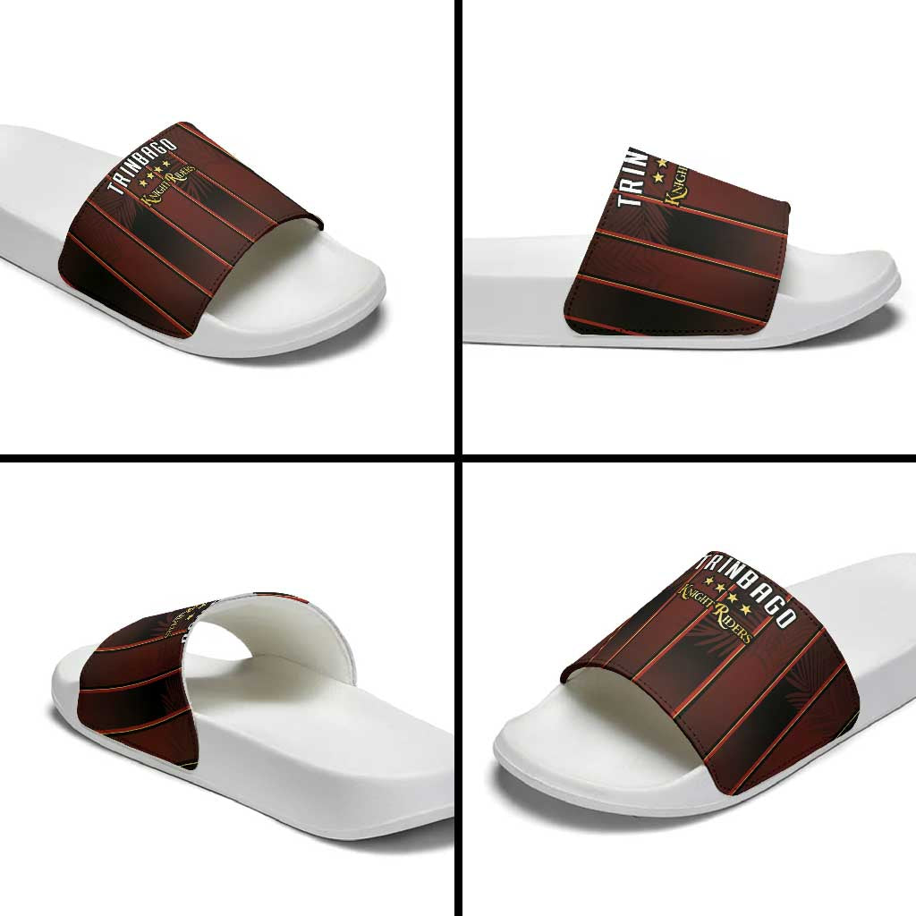 Trinbago Cricket Knight Riders Slide Sandals Palm Leaves with Vertical Stripes Sporty Style LT03
