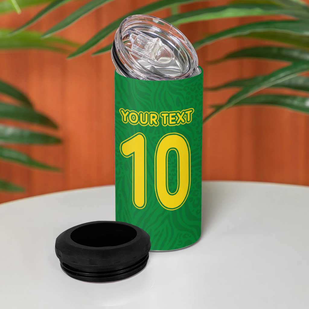 Custom Cameroon Football 4 in 1 Can Cooler Tumbler Tribal Motifs Green Color LT03
