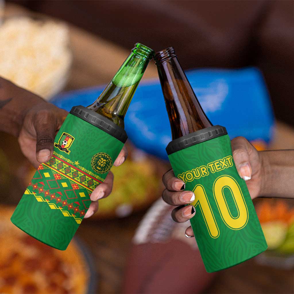 Custom Cameroon Football 4 in 1 Can Cooler Tumbler Tribal Motifs Green Color LT03