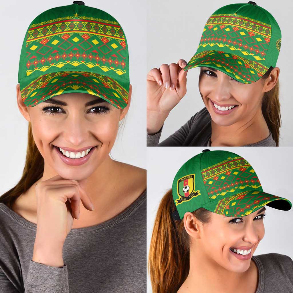 Cameroon Football Classic Cap Tribal Motifs Green Color LT03
