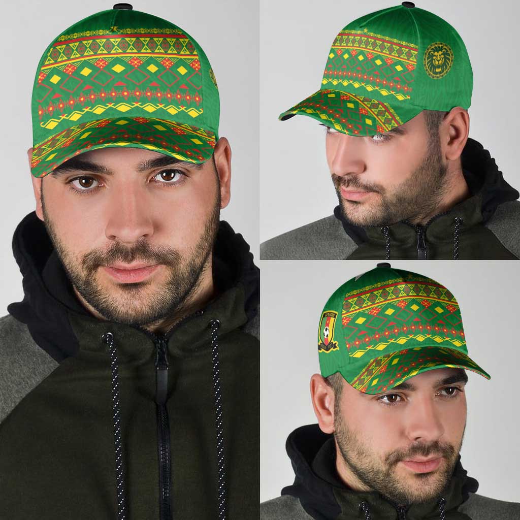 Cameroon Football Classic Cap Tribal Motifs Green Color LT03