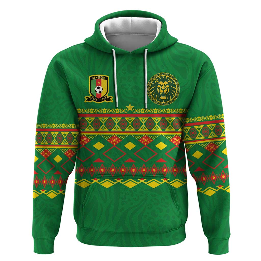 Custom Cameroon Football Hoodie Tribal Motifs Green Color LT03
