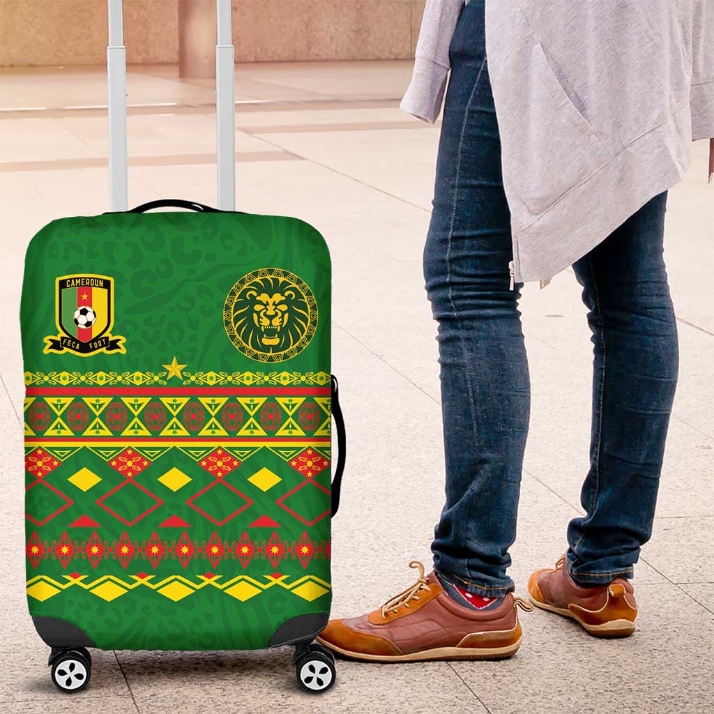 Cameroon Football Luggage Cover Tribal Motifs Green Color LT03