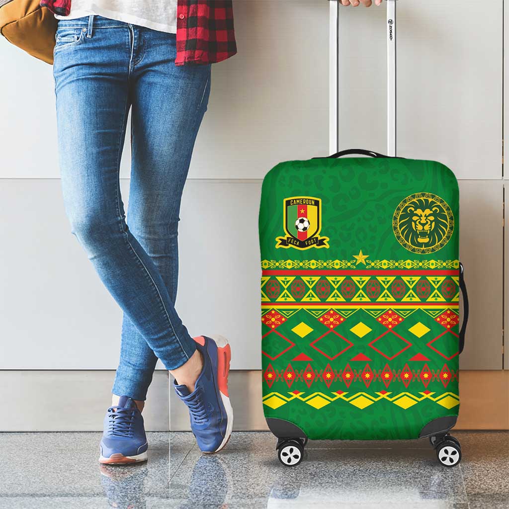 Cameroon Football Luggage Cover Tribal Motifs Green Color LT03