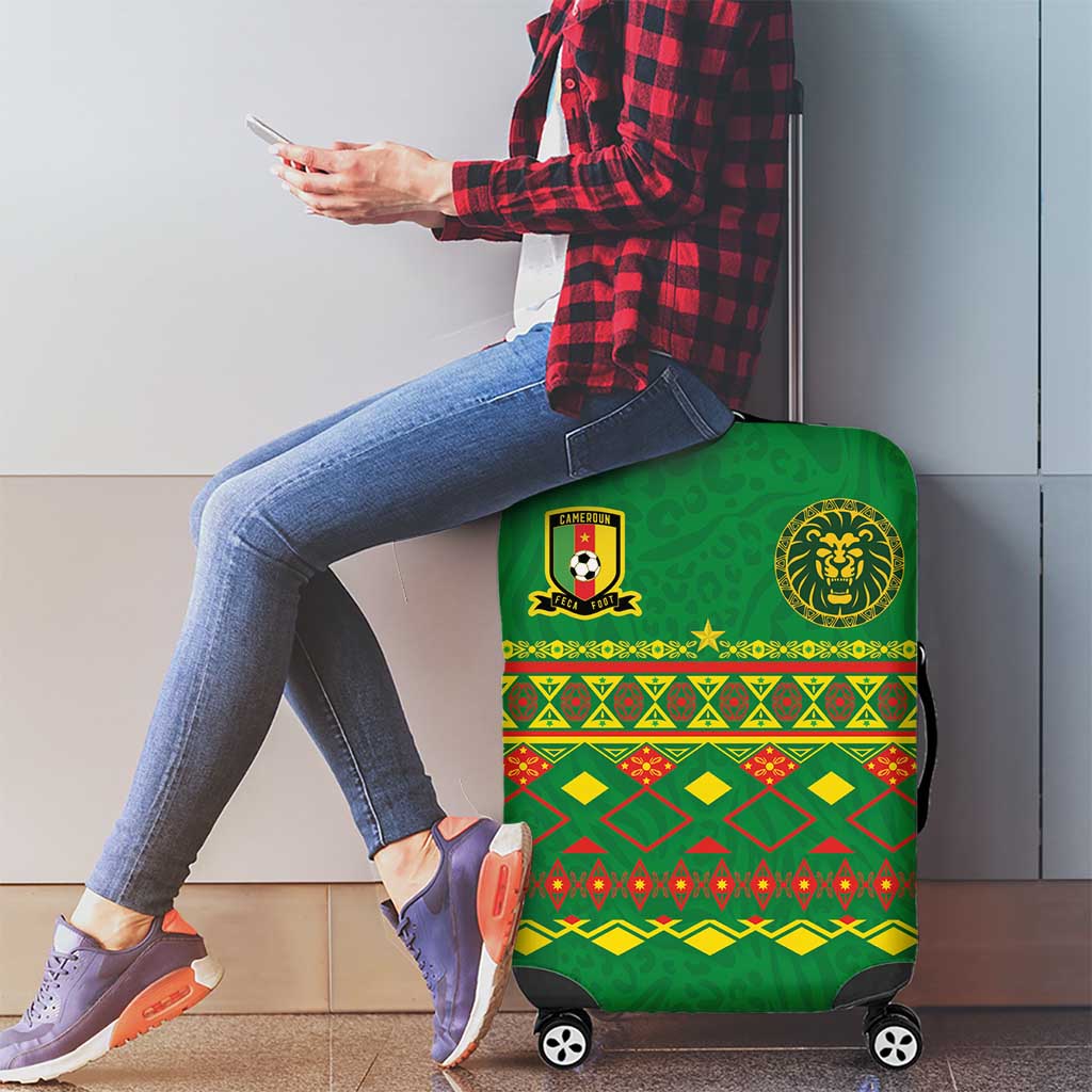 Cameroon Football Luggage Cover Tribal Motifs Green Color LT03