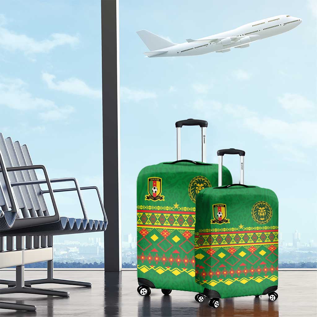 Cameroon Football Luggage Cover Tribal Motifs Green Color LT03