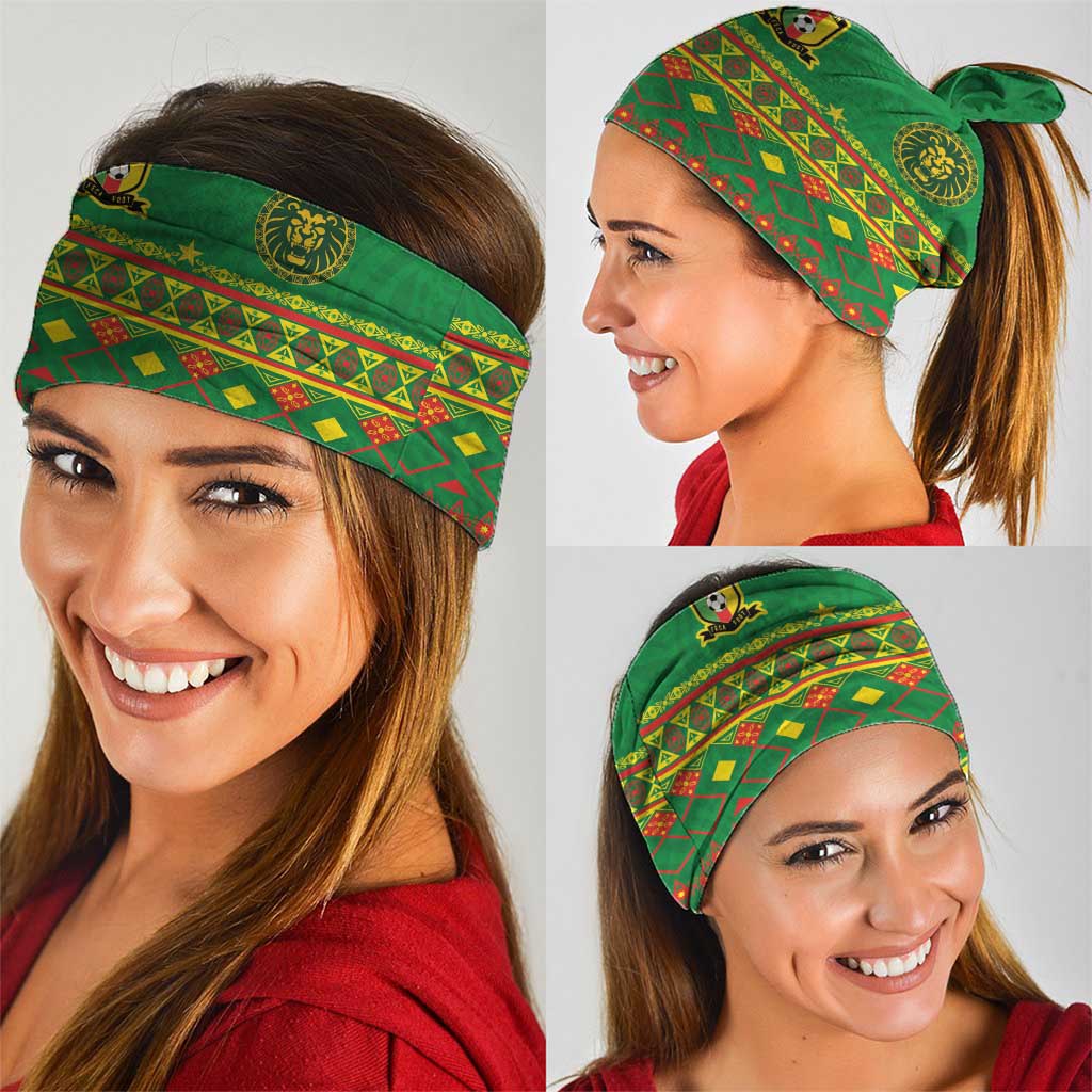 Cameroon Football Neck Gaiter Tribal Motifs Green Color LT03