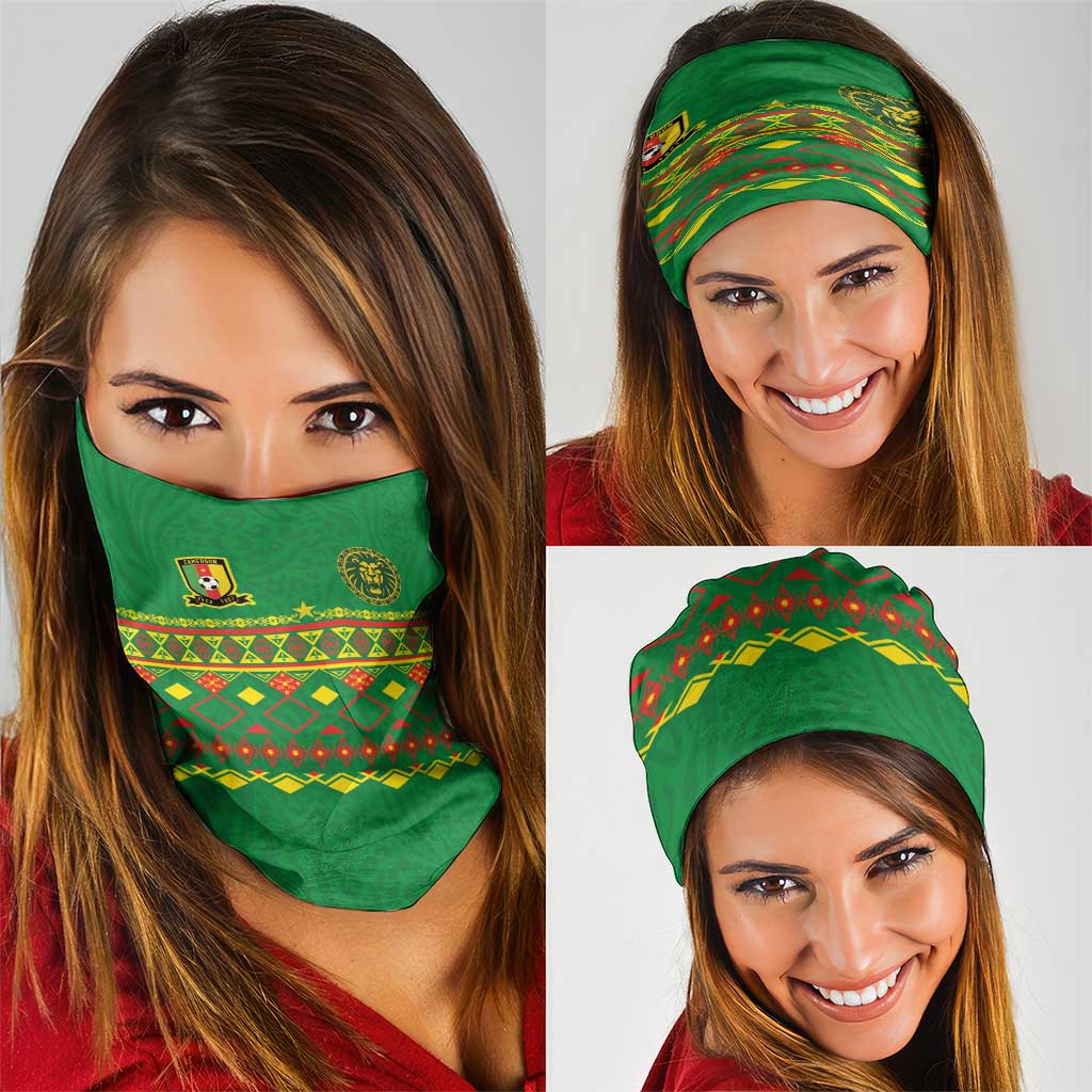 Cameroon Football Neck Gaiter Tribal Motifs Green Color LT03