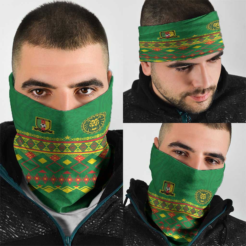Cameroon Football Neck Gaiter Tribal Motifs Green Color LT03