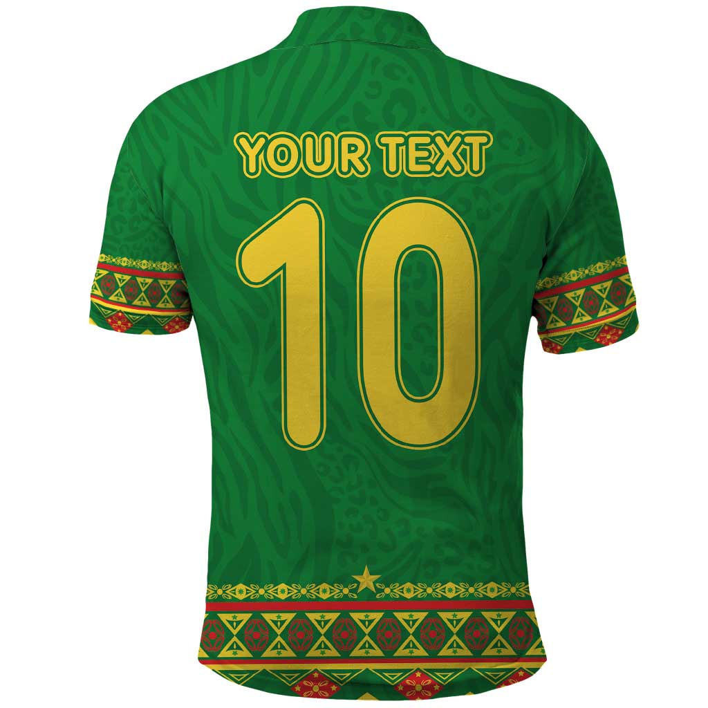 Custom Cameroon Football Polo Shirt Tribal Motifs Green Color LT03
