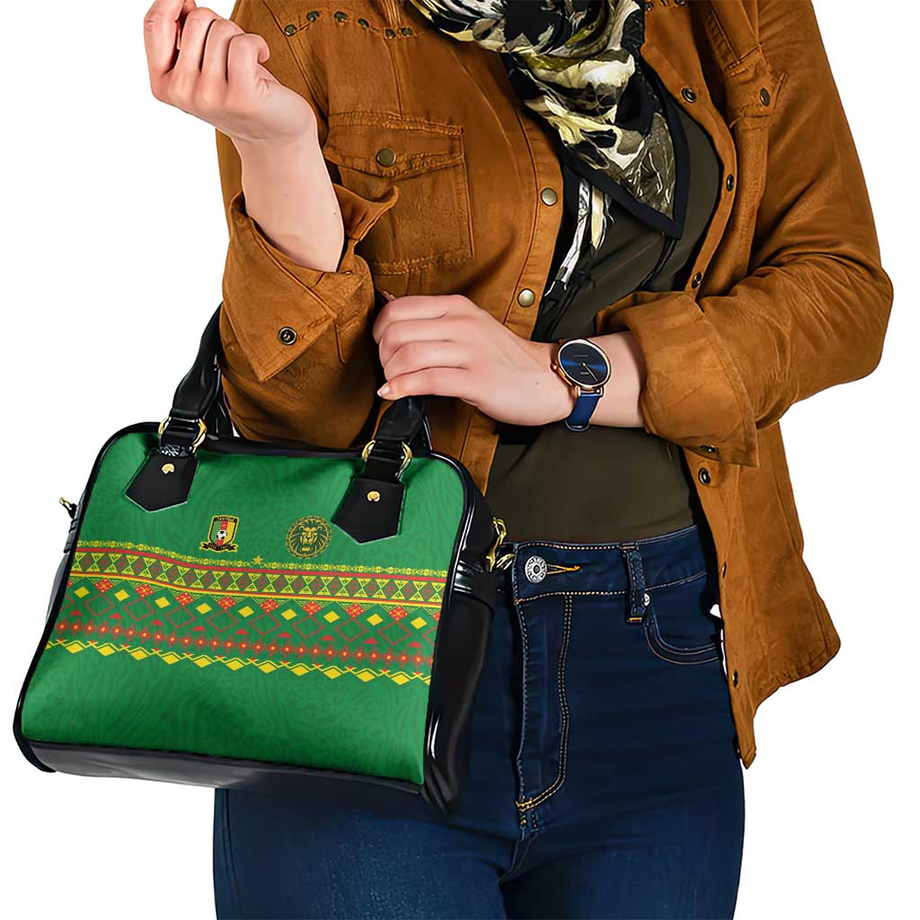 Cameroon Football Shoulder Handbag Tribal Motifs Green Color LT03