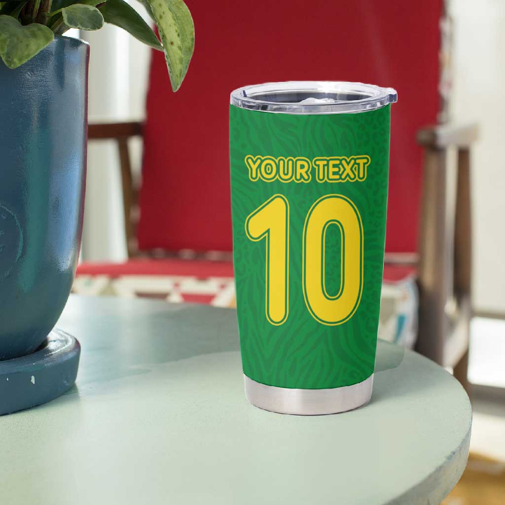 Custom Cameroon Football Tumbler Cup Tribal Motifs Green Color LT03