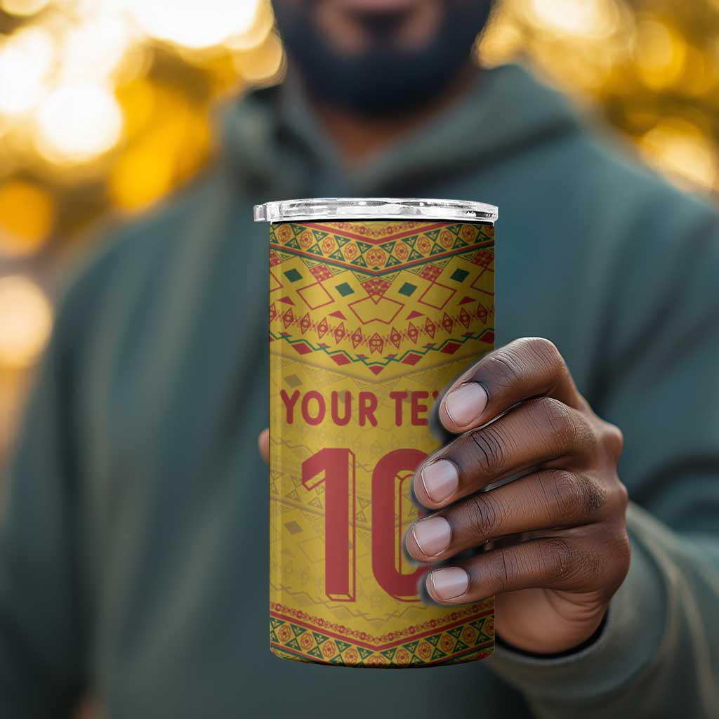 Custom Cameroon Football 4 in 1 Can Cooler Tumbler Tribal Motifs Yellow Color LT03