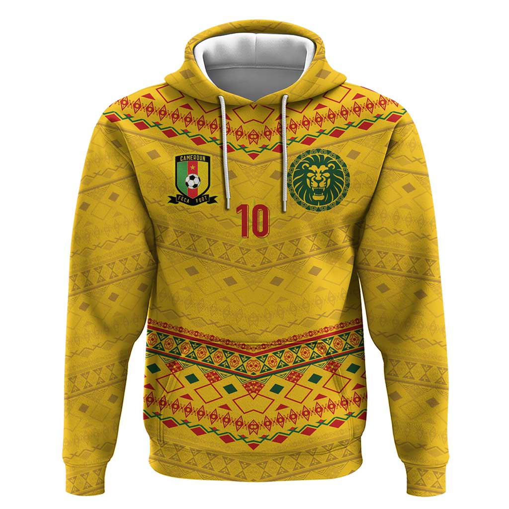 Custom Cameroon Football Hoodie Tribal Motifs Yellow Color LT03