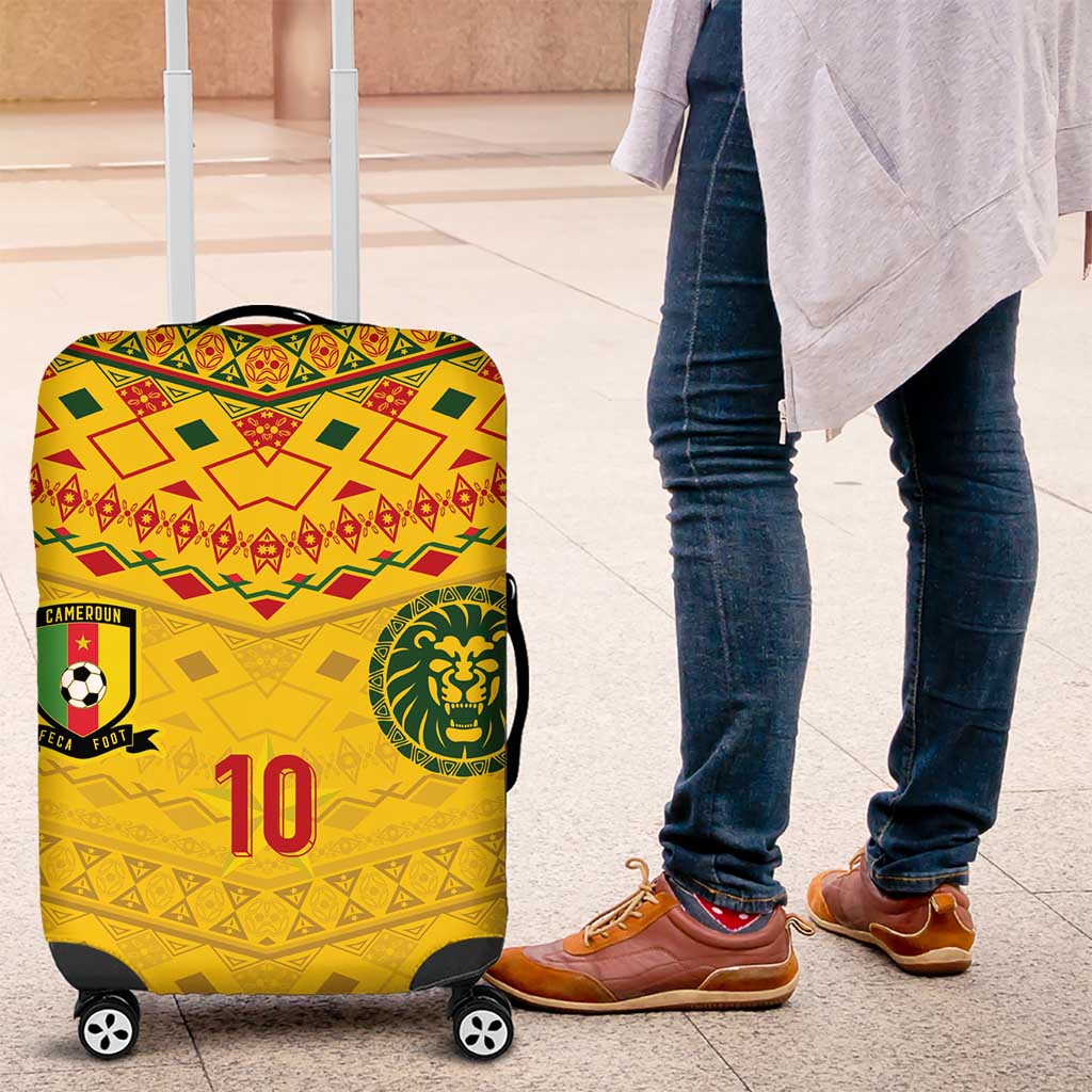 Custom Cameroon Football Luggage Cover Tribal Motifs Yellow Color LT03