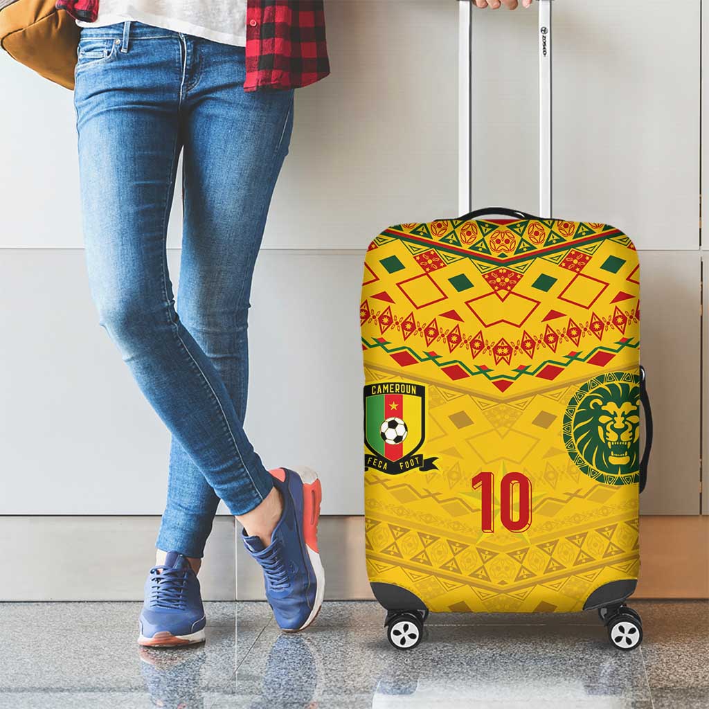 Custom Cameroon Football Luggage Cover Tribal Motifs Yellow Color LT03