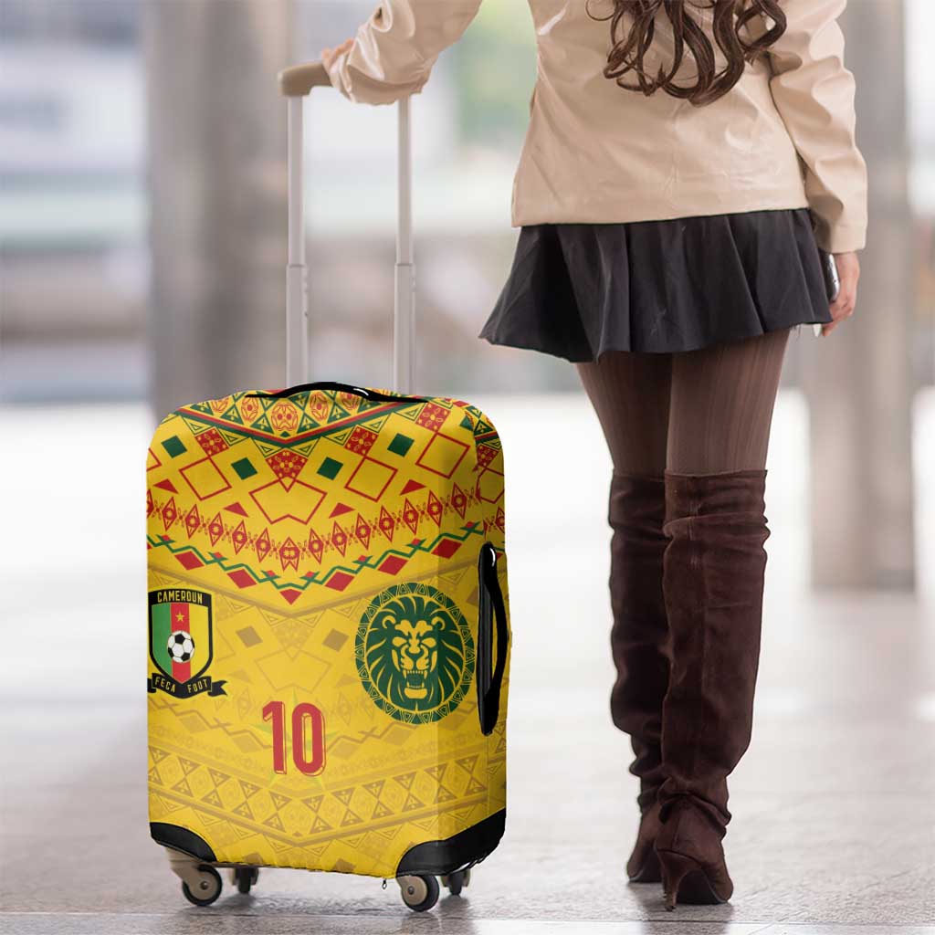 Custom Cameroon Football Luggage Cover Tribal Motifs Yellow Color LT03