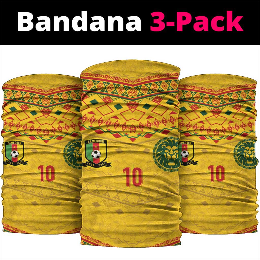 Custom Cameroon Football Neck Gaiter Tribal Motifs Yellow Color LT03