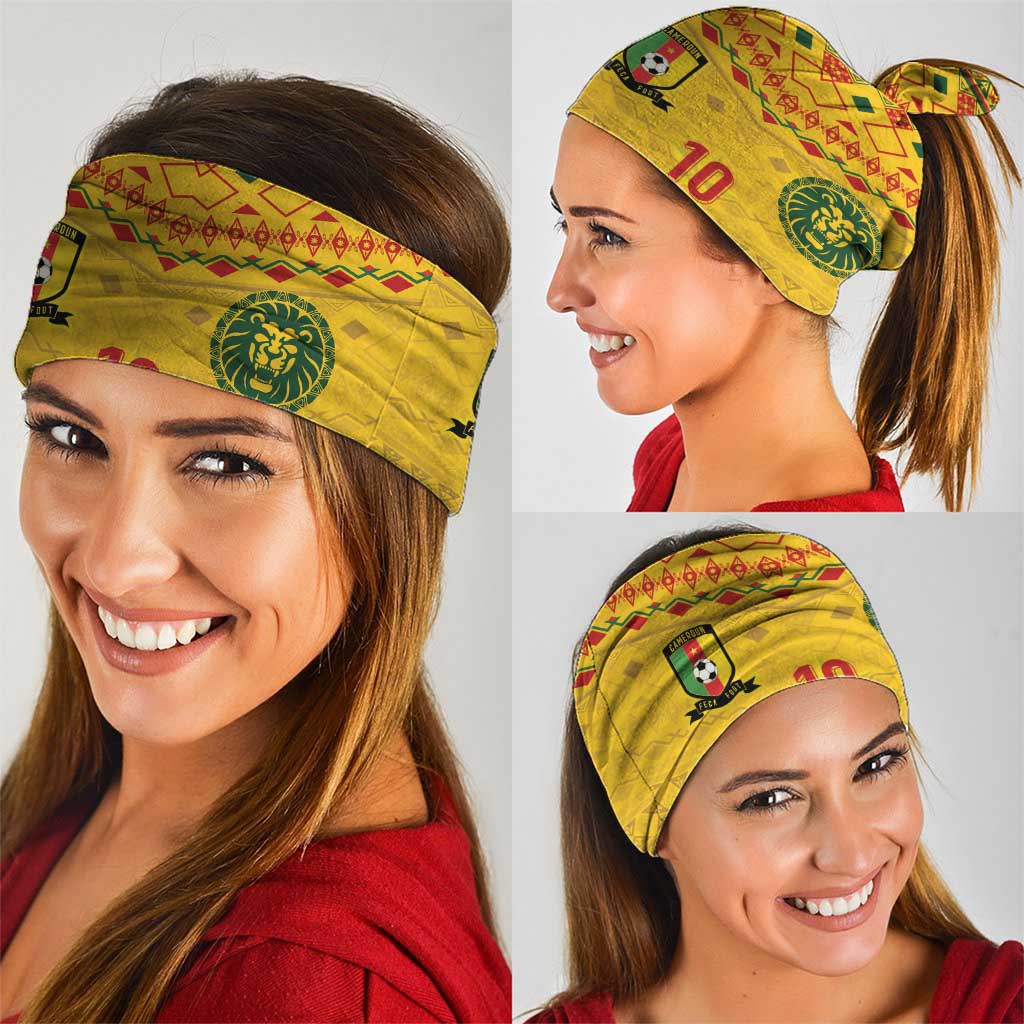 Custom Cameroon Football Neck Gaiter Tribal Motifs Yellow Color LT03