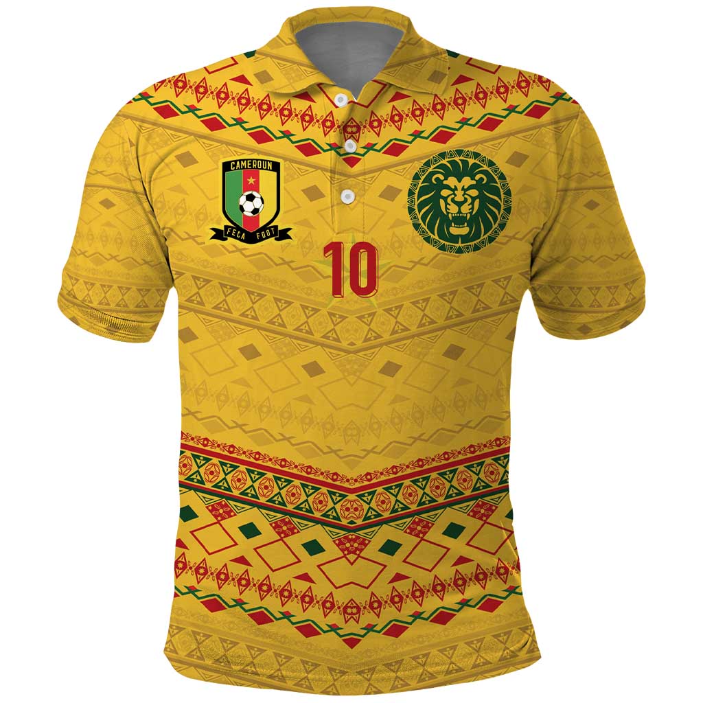 Custom Cameroon Football Polo Shirt Tribal Motifs Yellow Color LT03