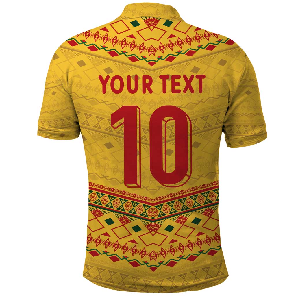 Custom Cameroon Football Polo Shirt Tribal Motifs Yellow Color LT03