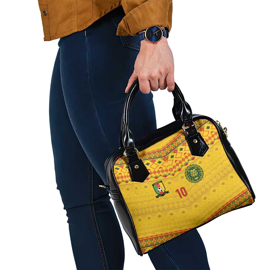 Custom Cameroon Football Shoulder Handbag Tribal Motifs Yellow Color LT03