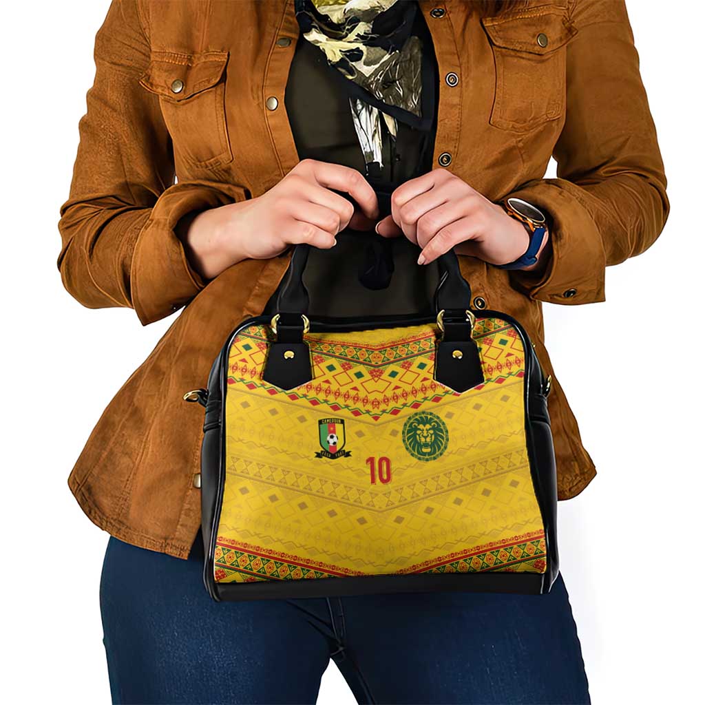 Custom Cameroon Football Shoulder Handbag Tribal Motifs Yellow Color LT03