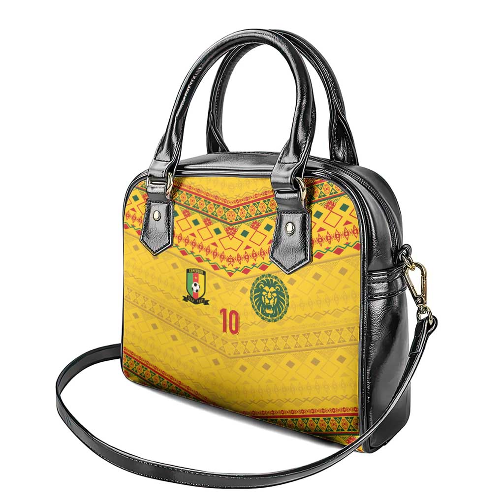 Custom Cameroon Football Shoulder Handbag Tribal Motifs Yellow Color LT03