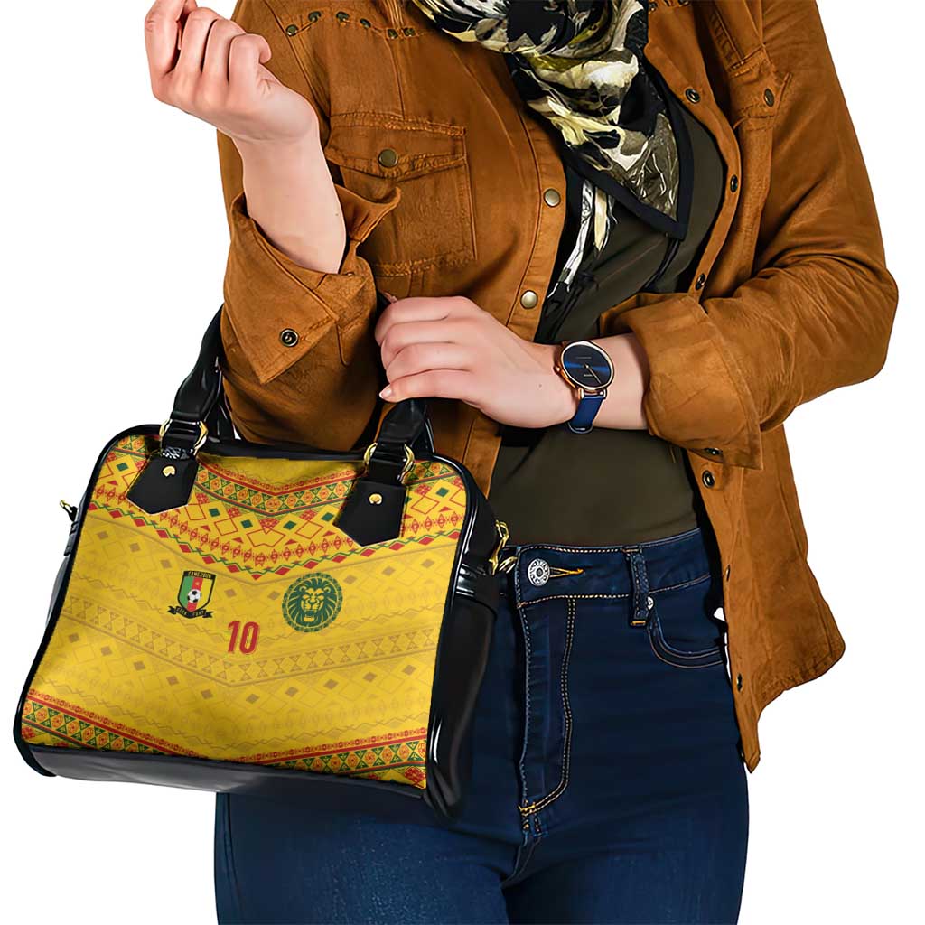 Custom Cameroon Football Shoulder Handbag Tribal Motifs Yellow Color LT03